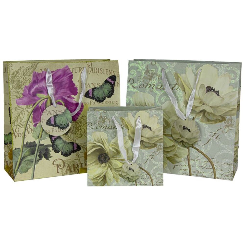 Parisian and Floral 3 pc Gift Bag Set